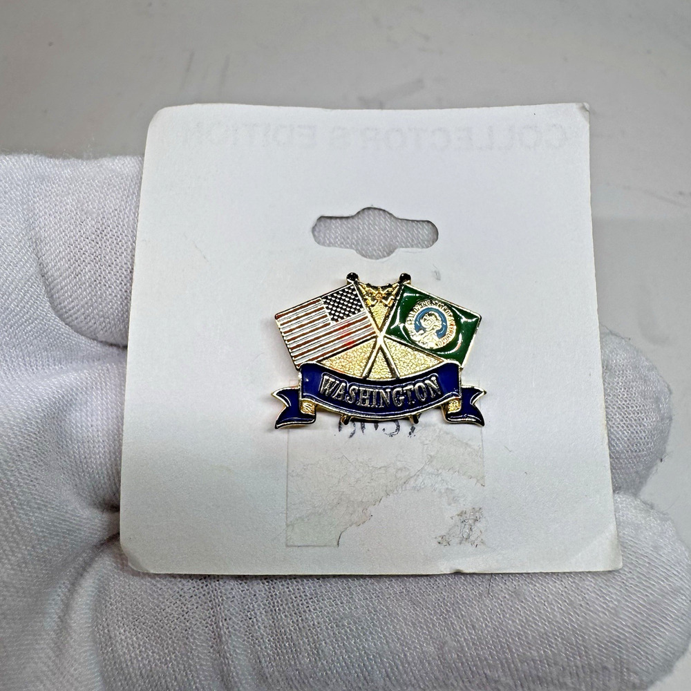 Washington & American Flag Collector's Ed. Lapel Hat Pin LW Bristol Classics Vtg - Picture 5 of 6